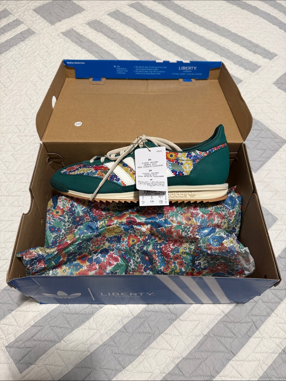 Adidas Green Floral Liberty SL 72 OG Sneakers